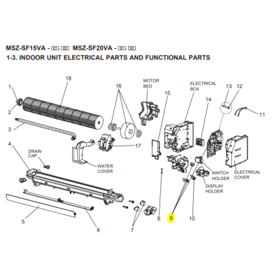 PLACA DE CONTROL UNIDAD INTEROR MITSUBISHI ELECTRIC MSZ-SF15VA-E1