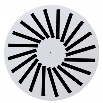 Difusor rotacional de placa circular de 12 elementos con plenum aislado motorizado para techo continuo Airzone 200mm