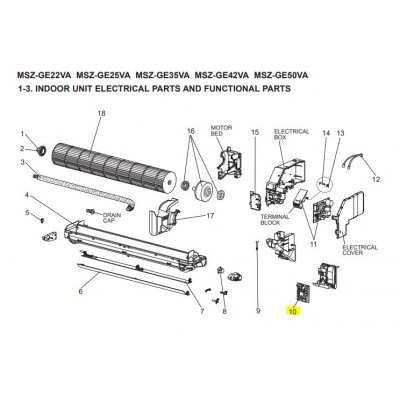 Placa control interior MITSUBISHI ELECTRIC modelo MSZ-GE25VA-E1 E12D95452 473982