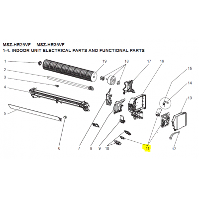 Placa de control unidad interior MITSUBISHI ELECTRIC modelo MSZ-HR25VF-E1