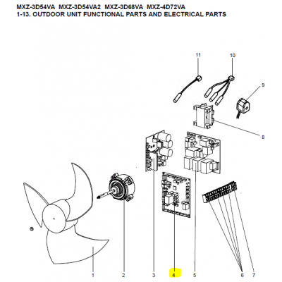 Placa control exterior MITSUBISHI ELECTRIC modelo MXZ-3D68VA-E1/E2