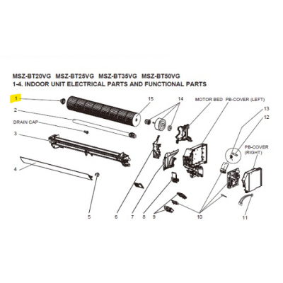 Cojinete turbina unidad interior MITSUBISHI modelo MSZ-BT35VGK-E3