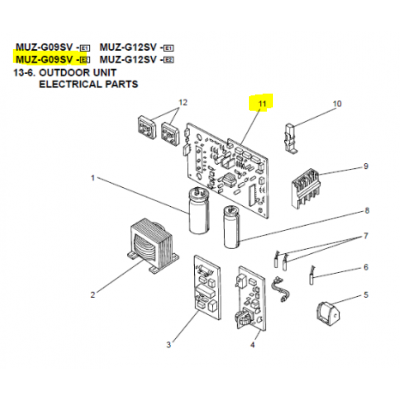 Placa control exterior MITSUBISHI ELECTRIC modelo MUZ-G09SV-E2