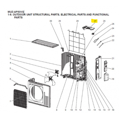 Placa inverter exterior MITSUBISHI ELECTRIC modelo MUZ-AP50VG-E1 334720