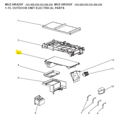 Placa inverter exterior MITSUBISHI ELECTRIC modelo MUZ-HR42VF-E1 409559