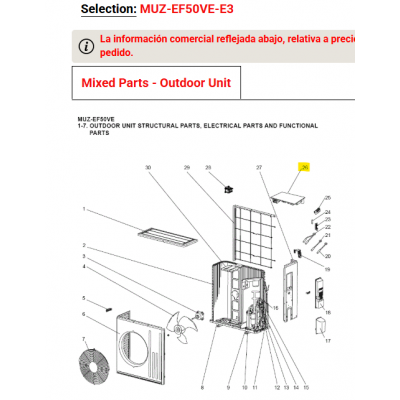 PLACA DE CONTROL INVERTER UNIDAD EXTERIOR MITSUBISHI ELECTRIC MUZ-EF50VE-E3 E22K36451 473906