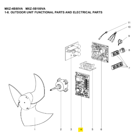 Placa control exterior MITSUBISHI ELECTRIC modelo MXZ-4B80VA-E1.SH T2W9T5451 270606