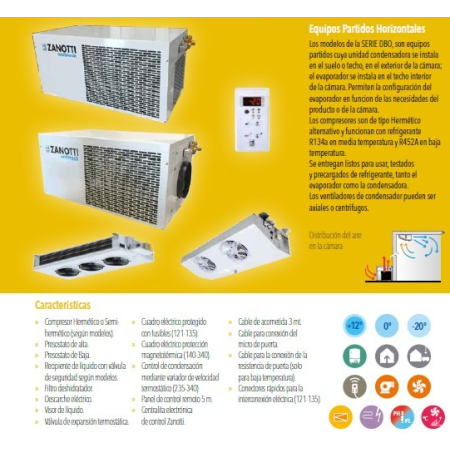 EQUIPO FRIGORIFICO PARTIDO BDB710DB13XX ZANOTTI, PARA CAMARA FRIGORÍFICA DE CONGELACION 229 M3 -20ºC 400V