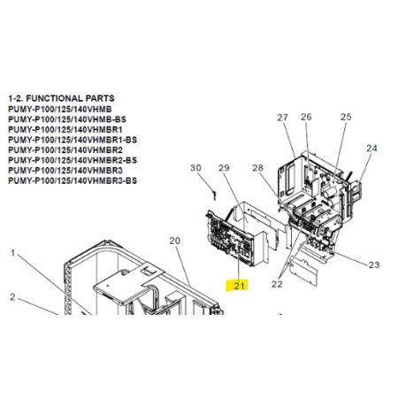 Placa de control exterior MITSUBISHI ELECTRIC modelo PUMY-P125VHMBR32 R01H52310