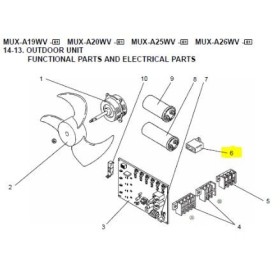 CONDENSADOR DE ARRANQUE VENTILADOR EXTERIOR MUX-A19WV-E1
