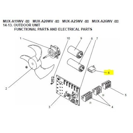 CONDENSADOR DE ARRANQUE VENTILADOR EXTERIOR MUX-A19WV-E1