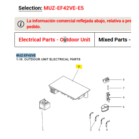 PLACA DE CONTROL INVERTER UNIDAD EXTERIOR MITSUBISHI ELECTRIC MUZ-EF42VE-E5 473926