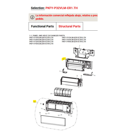 CARCASA DELANTERA Y TRASERA SPLIT MISTUBISHI ELECTRIC PKFY-P32VLM-ER1.TH