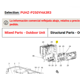 Condensadores de arranque unidad exterior MITSUBISHI ELECTRIC modelo PUHZ-P250YHA3R3 209184 T7WE21255
