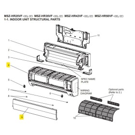 Carcasa T2W ECW 000 + tapa T2W ECY 010 de filtros unidad interior Mitsubishi MSZ-HR50VF-E7
