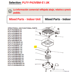 Motor ventilador unidad interior MITSUBISHI ELECTRIC modelo PLFY-P63VBM-E1.UK 212218