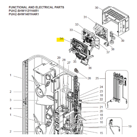 Placa de control unidad exterior Mitsubishi Electric PUHZ-SHW140YHAR1 316191 T7WHR0315