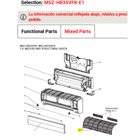 FILTROS DE AIRE UNIDAD INTERIOR MITSUBISHI ELECTRIC MSZ-HR35VFK