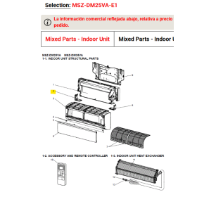 ESQUINA IZQUIERDA UNIDAD INTERIOR MITSUBISHI ELECTRIC MSZ-DM25/35VA-E1 E22J98976