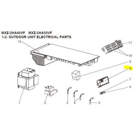 Placa display exterior MITSUBISHI ELECTRIC modelo MXZ-2HA40VF-E1/E2
