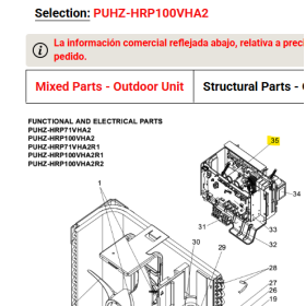 Placa inverter exterior MITSUBISHI ELECTRIC modelo PUHZ-HRP100VHA2 R01S41353 735266
