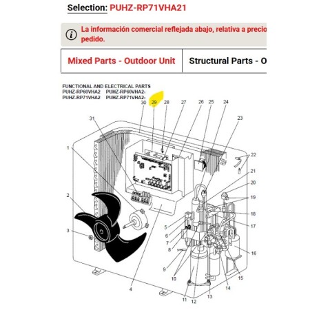 Placa electronica de potencia unidad exterior Mitsubishi Electric PUHZ-RP71VHA21 207939