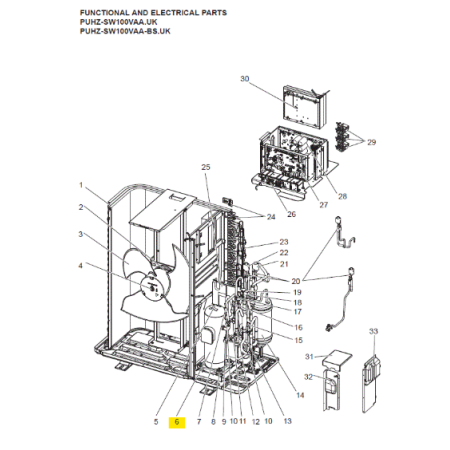 Compresor unidad exterior MITSUBISHI ELECTRIC ECODAN PUHZ-SW100VAA.UK S70E39400 315865