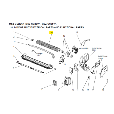TURBINA AIRE UNIDAD INTERIOR MITSUBISHI ELECTRIC MSZ-GC25VA-E1/E2 E22A89302