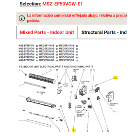 Sondas unidad interior MITSUBISHI ELECTRIC modelo MSZ-EF50VGW-E1