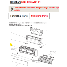CARCASA DELANTERA SPLIT MISTUBISHI ELECTRIC MSZ-BT35VGK-E1 E2226K000