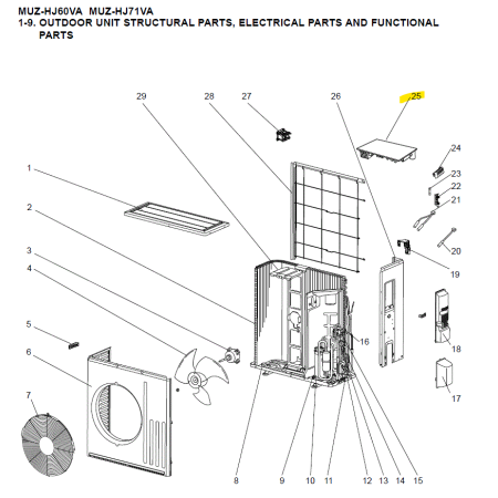 Placa control inverter exterior MITSUBISHI ELECTRIC modelo MUZ-HJ60VA-E2