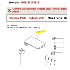 Placa inverter P.C BOARD exterior MITSUBISHI ELECTRIC modelo MUZ-EF35VE/E1
