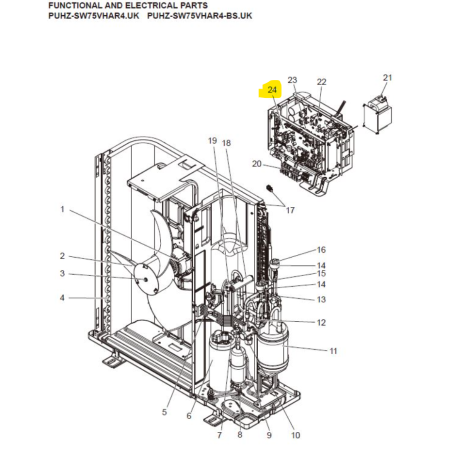 Placa control unidad exterior MITSUBISHI ELECTRIC ECODAN PUHZ-SW75VHAR4.UK