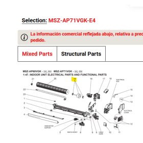 Motor ventilador unidad interior MITSUBISHI ELECTRIC modelo MSZ-AP71VGK E4 E2289F300