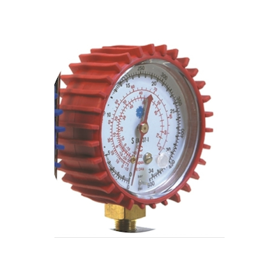 Manómetro de baja presión de Ø 80 mm amortiguado sin glicerina 125-P/2 rojo
