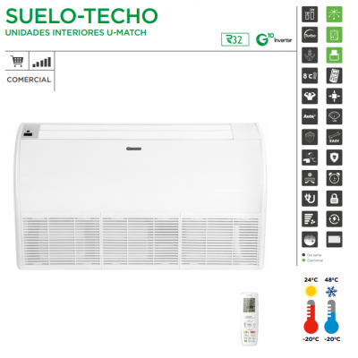 AIRE ACOND. GREE SUELO-TECHO U-MATCH 12  R32 3010 FRIG/H 3440 KCAL/H