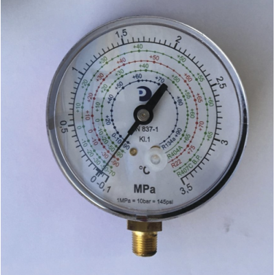 Manómetro de baja presión de Ø 80 mm amortiguado sin glicerina 128-P/4 azul