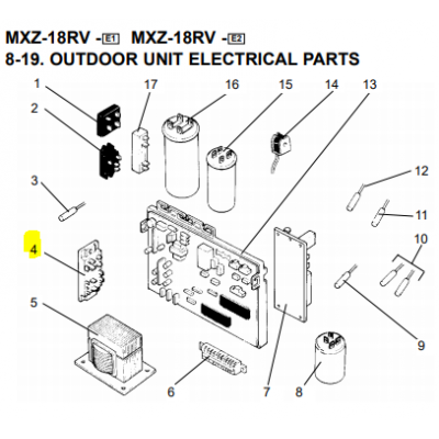 Placa control exterior MXZ-18RV-E1 T2WE58451 ELECTRONIC CONTROL P.C. BOARD